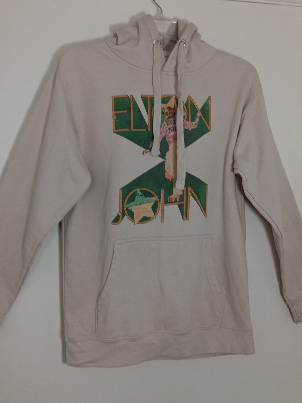 Elton John farewell yellow brick road tour 2022 hoodie mens M beige